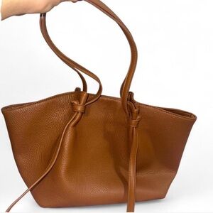 Women's Tan vegan Leather Knot-Detail Tote Bag